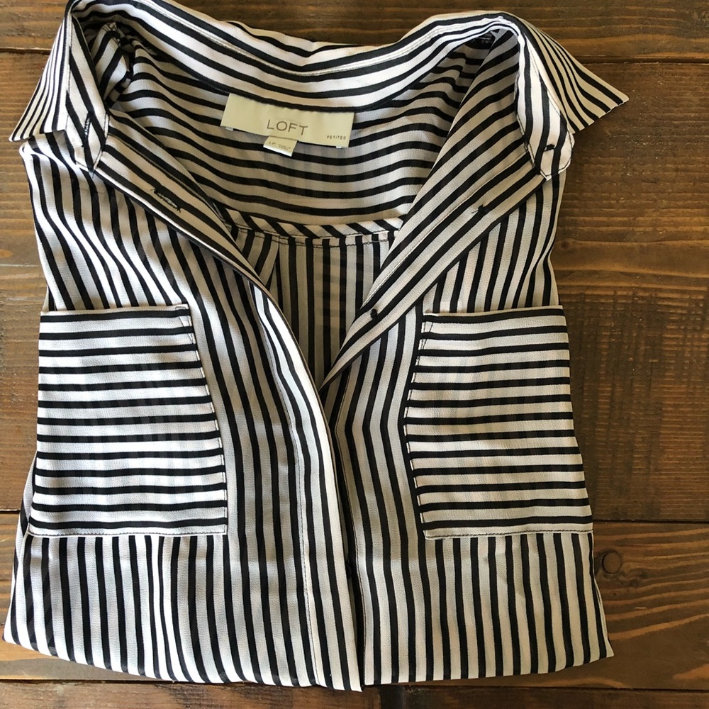 Loft Chiffon Striped Blouse | Sz Large Petite